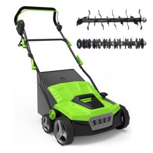 1800W Lawn Dethatcher and Scarifier Electric 15inch Garden Lawn Aerator Grass Scarifying Machine